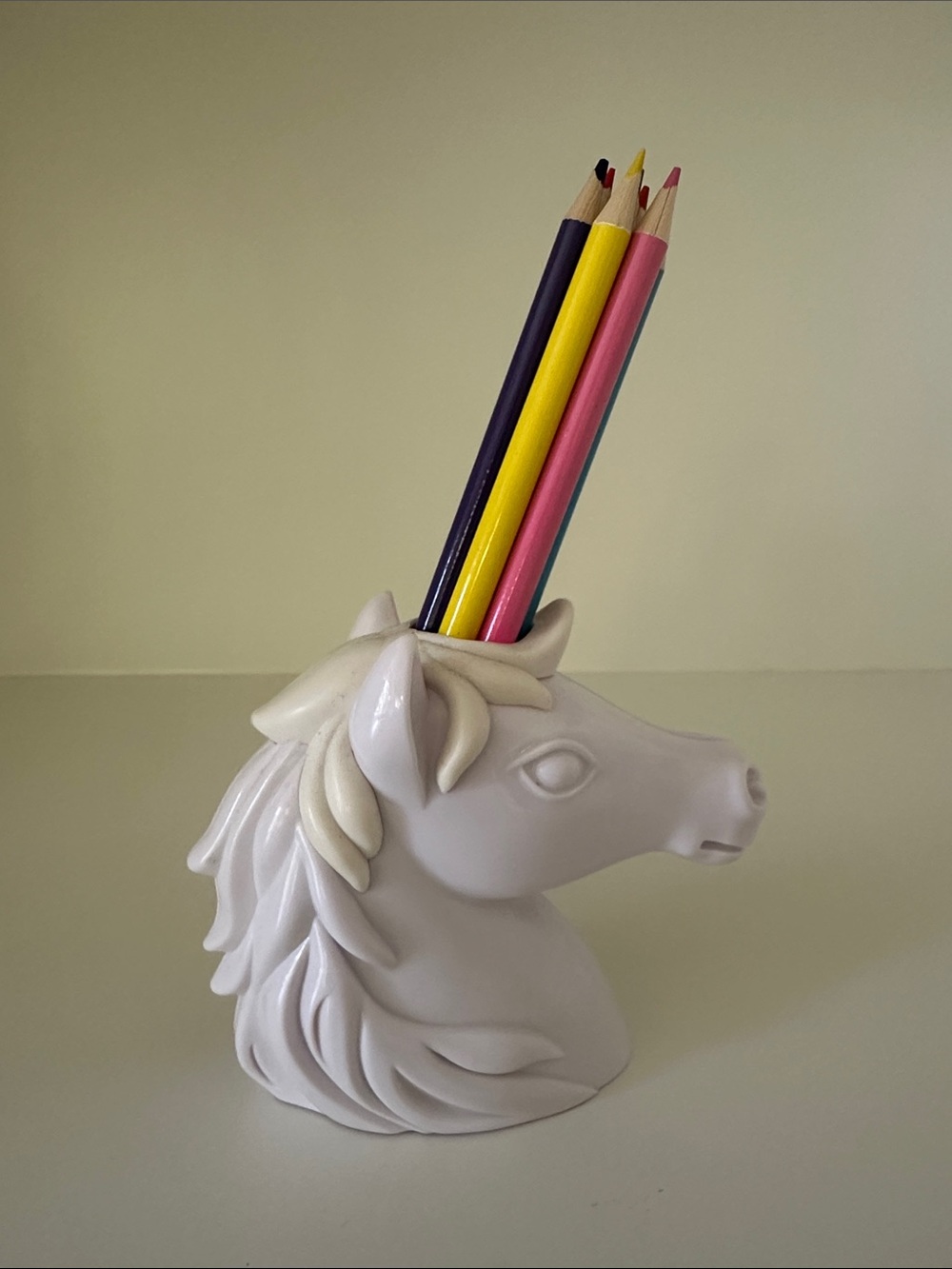 Bitten Unicorn Pencil Holder with Colored Pencils
